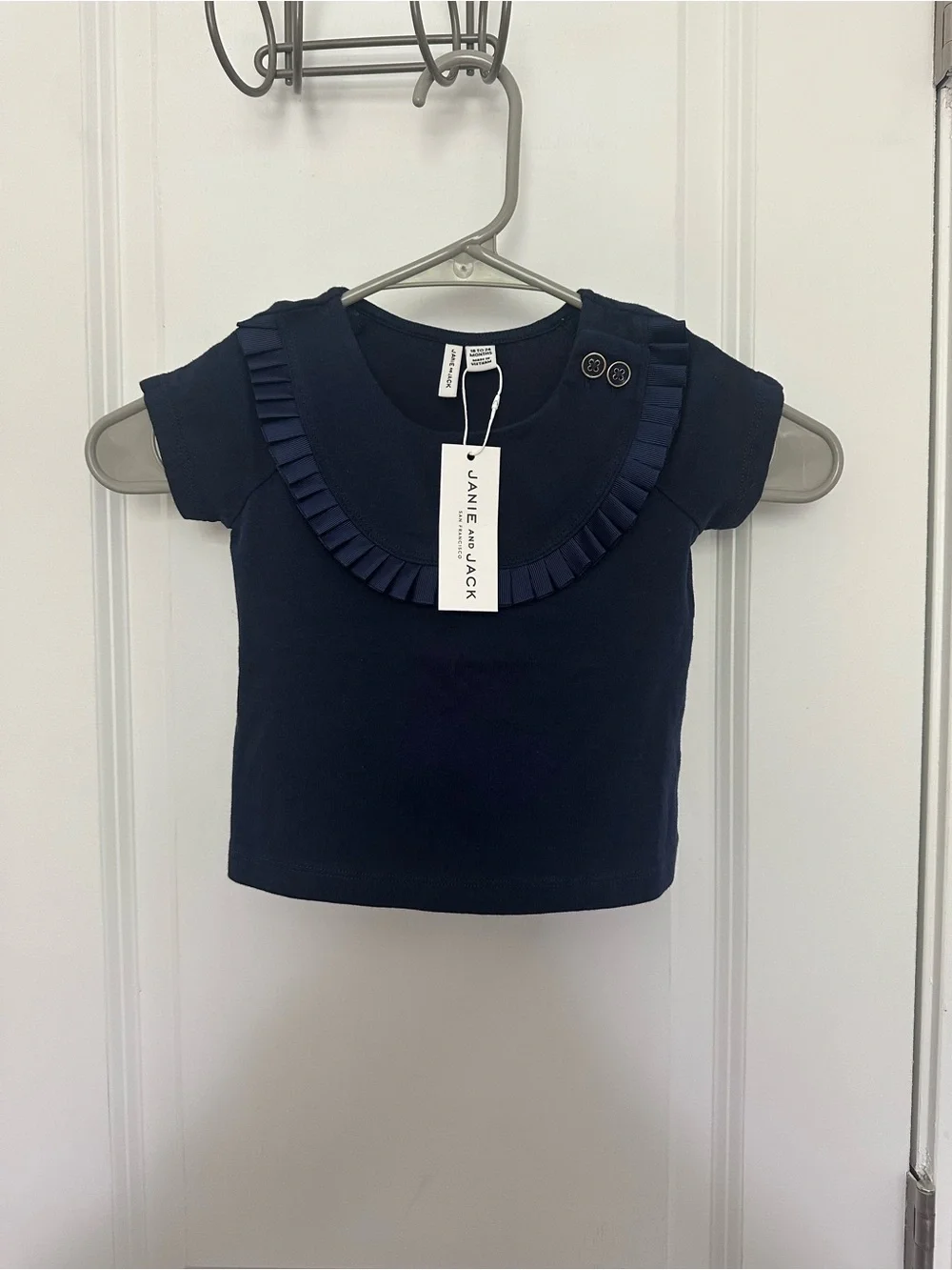 Janie and Jack Navy Pleated Yoke Top
